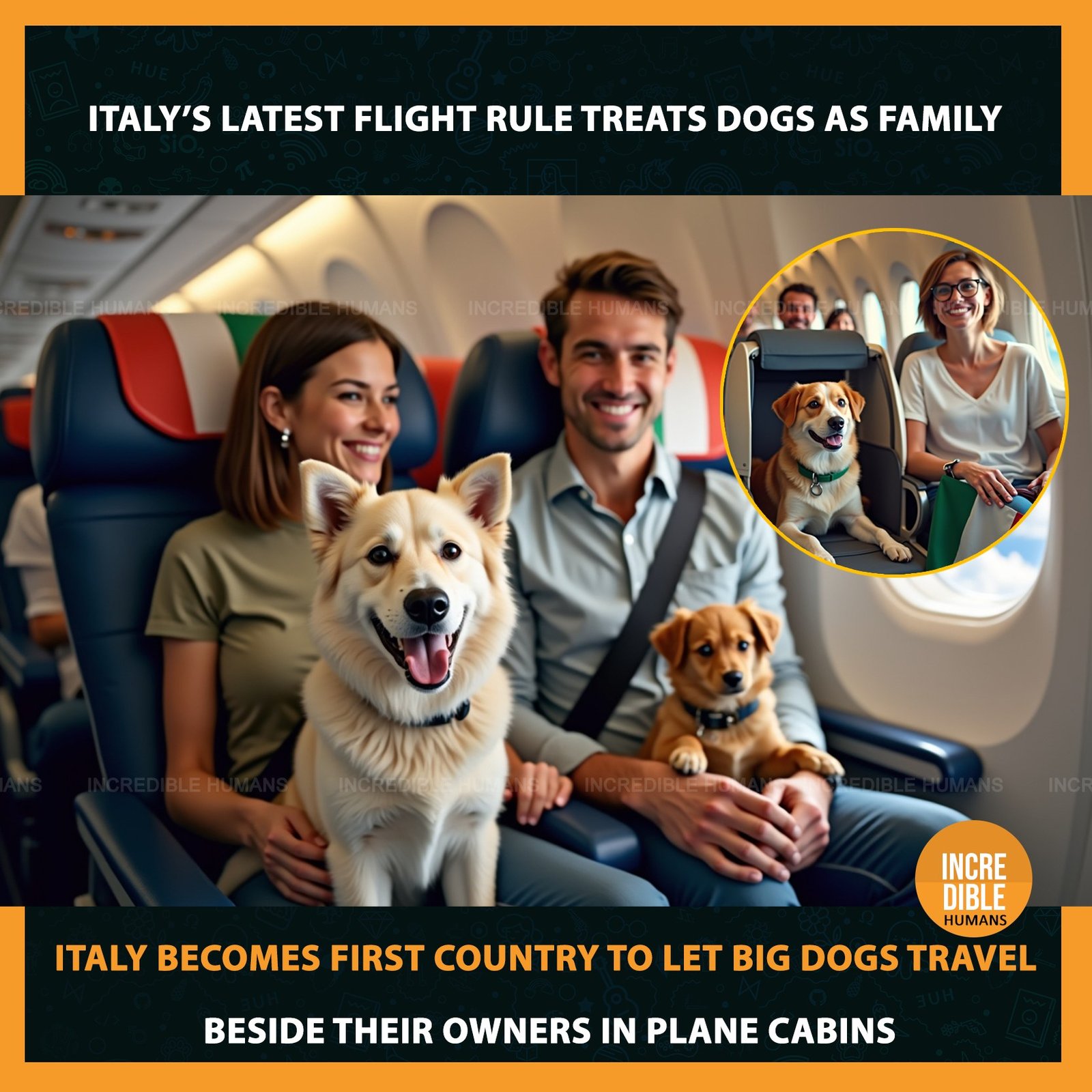 Dog in airplane cabin